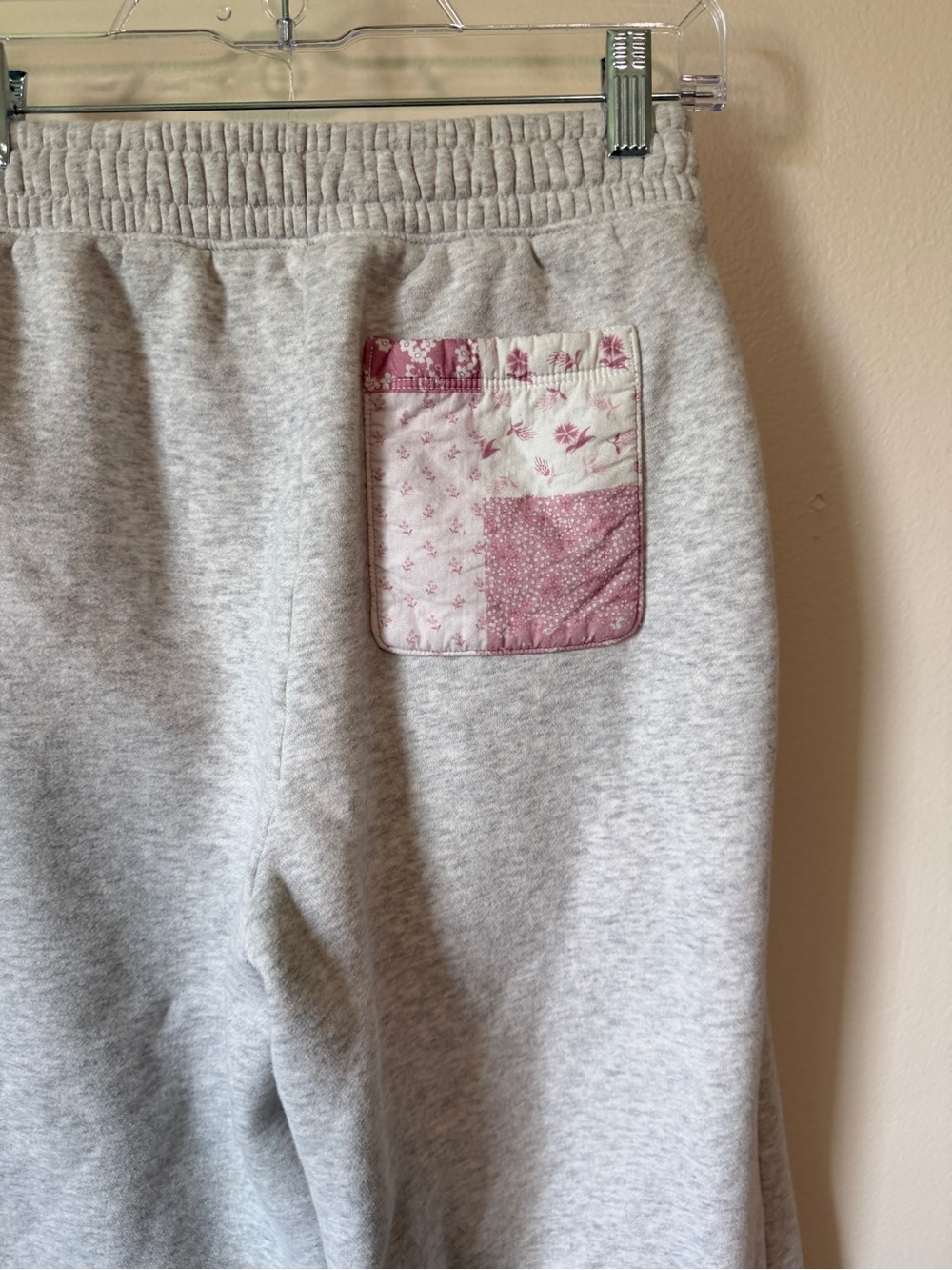 Abercrombie&Fitch pink patchwork wide leg drawstring grey sweatpants size XS - Picture 5 of 7